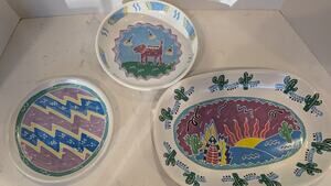 1987 Chaleur Judith Geiger Set Of 3 Salad Plates Serving Bowl And Bowl